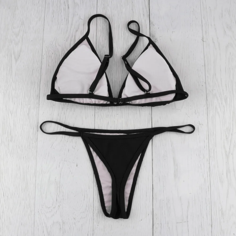 

Two Pieces Bikinis Set Women Push Up Bra Swimwear Sexy Brazilian G-string Bikini Swimsuit 2020 Summer Solid Beach Bathing Suit