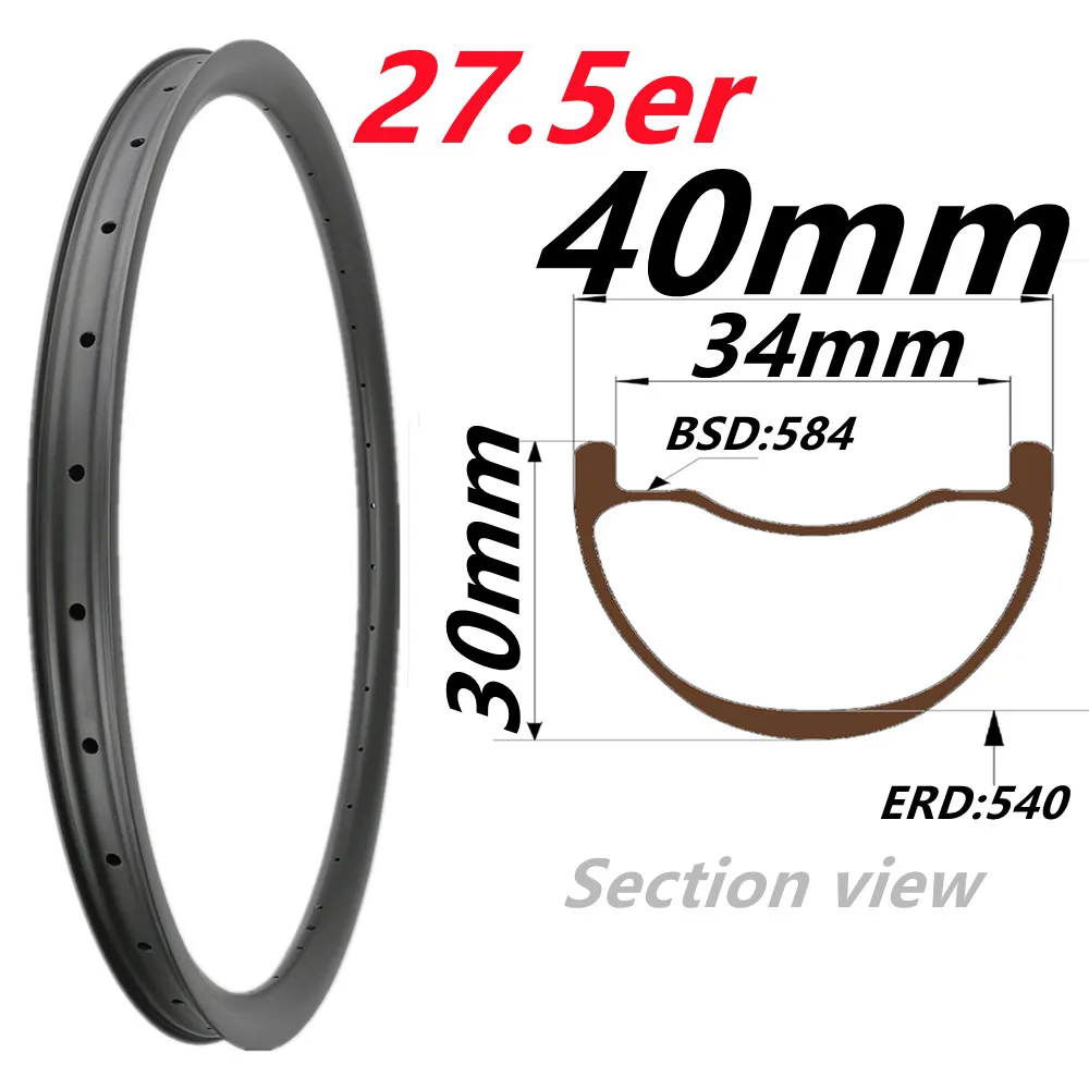 

27.5er 29er MTB Rim Hookless Asymmetric/Biased 24/27/35/40mm Width Tubeless Carbon Rims For DH AM XC Enduro Mountain Wheels rim