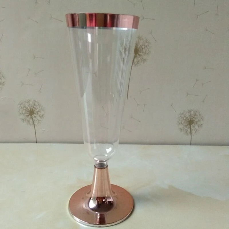 24 шт 150 мл пластиковые розовые золотые прозрачные одноразовые вечерние стаканы