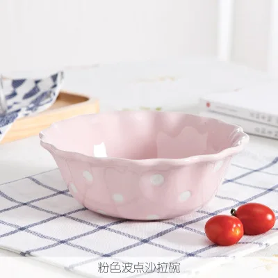 Бытовая Керамическая тарелка посуда в горошек Корейская милый десерт Салатница