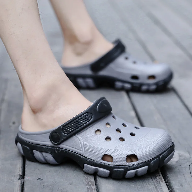 Сандалии мужские резиновые тапки для пляжа клоги Эва размеры 39 45 летняя обувь