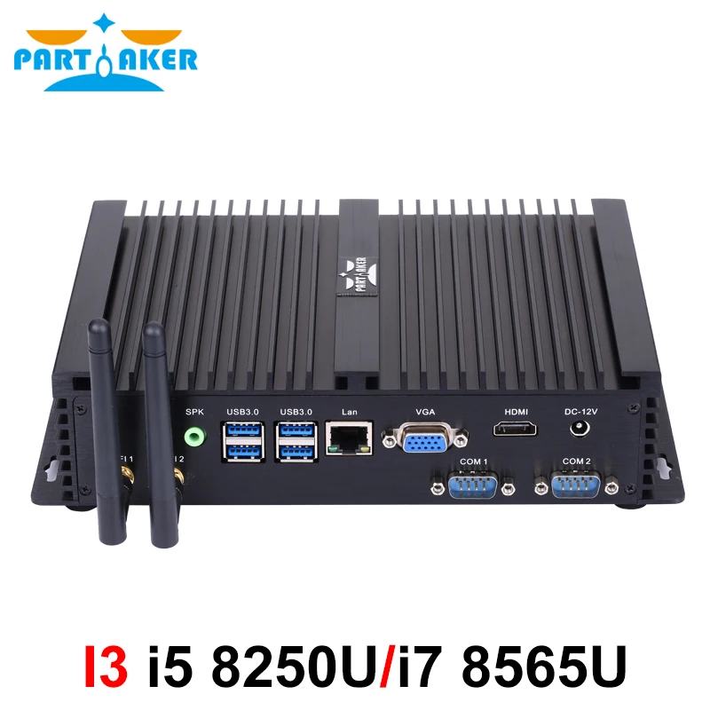 

Core i7 8550U i7 8565U 2 RS232 COM industrial mini pc i5 8250U intel NUC Lan HDMI VGA Quad Core 8th gen Fanless computer