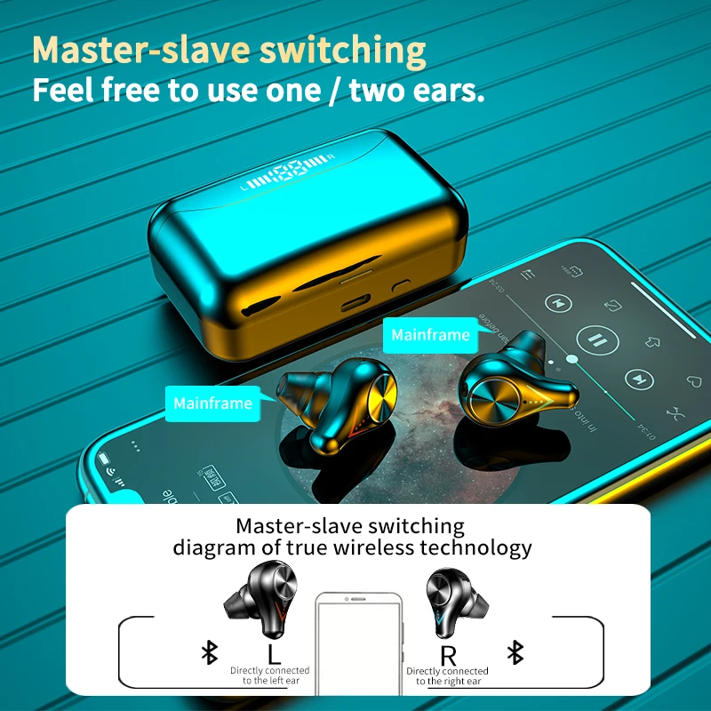 Наушники вкладыши TWS Bluetooth наушники с микрофоном Touch Управление светодиодный