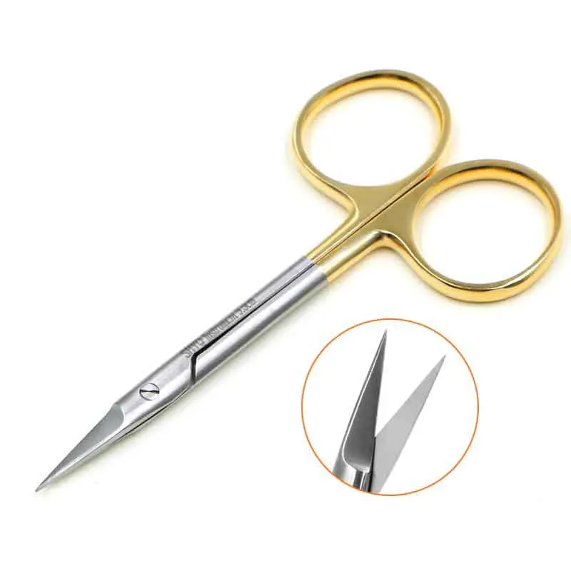 Ножницы для двойного века с золотой ручкой 9 5 см из нержавеющей стали