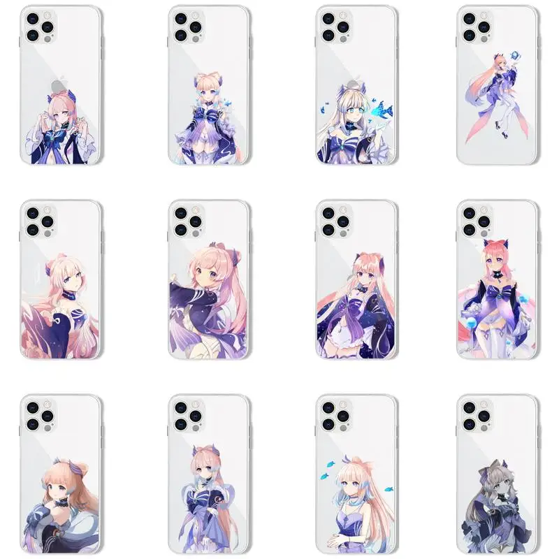 

Sangonomiya Kokomi Genshin Impact Phone Case Transparent for iPhone 7 8 11 12 13 s mini pro X XS XR MAX Plus