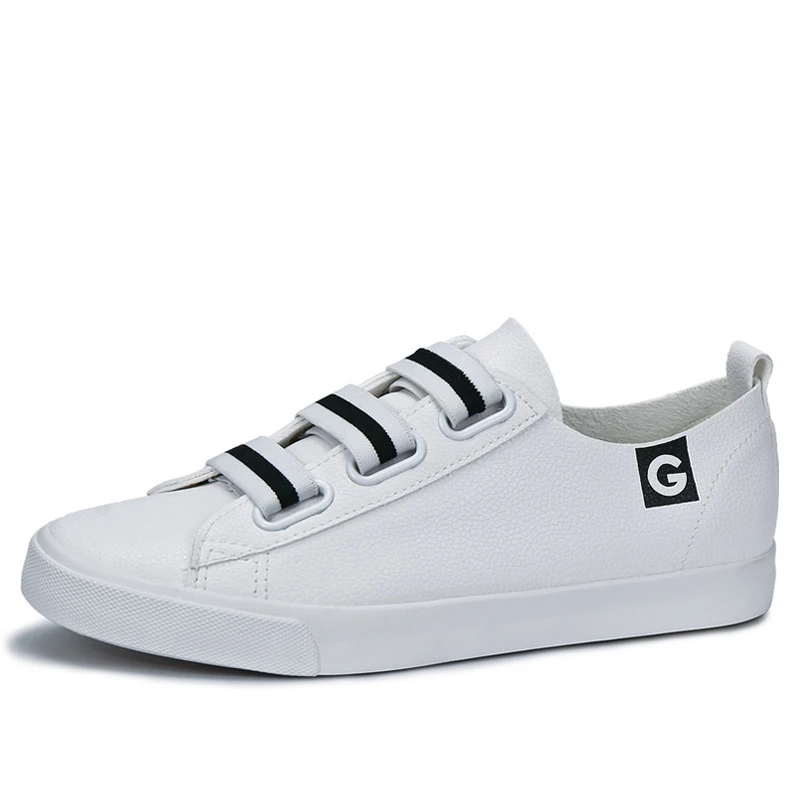 Кроссовки женские кожаные дышащие без шнуровки повседневная обувь застежки