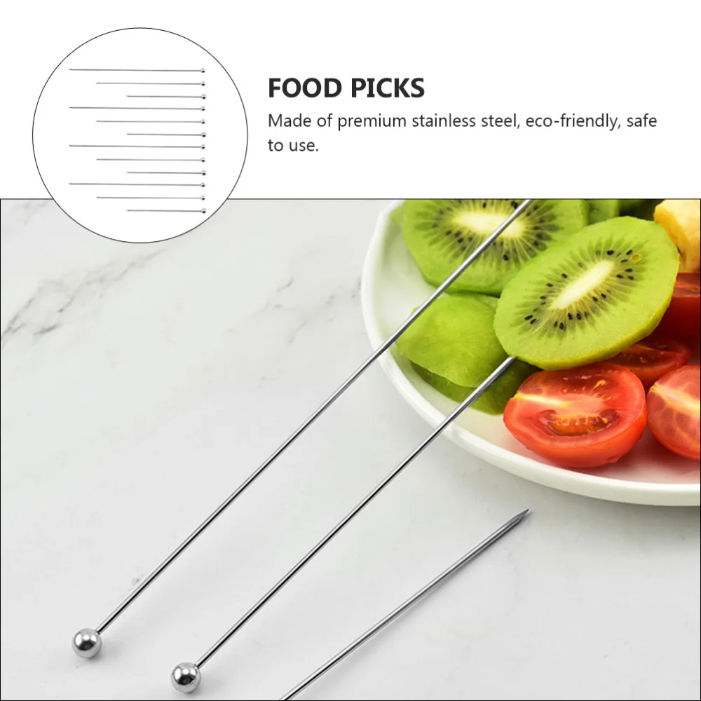 

12pcs Food Picks Stainless Steel Cocktail Fruit Appetizer Drink Picks Sticks