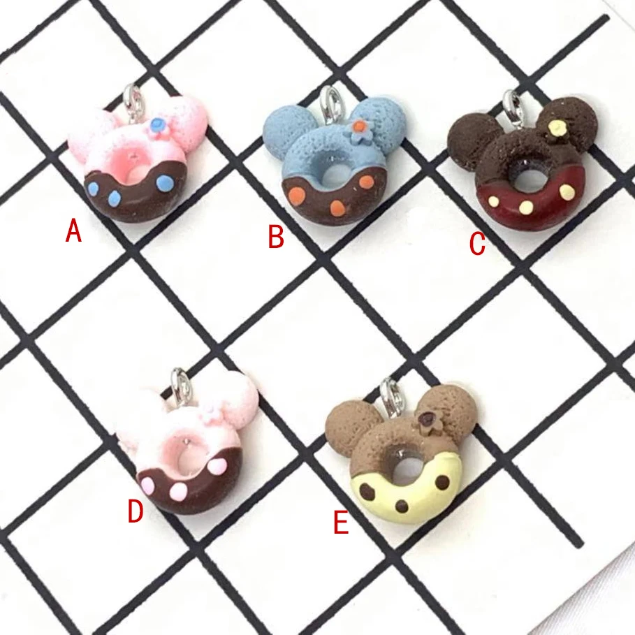 5 шт. 20*18 мм Kawaii 3D моделирование Еда смолы Микки пончик Подвески для DIY серьги брелок Ювелирный Аксессуары ll036