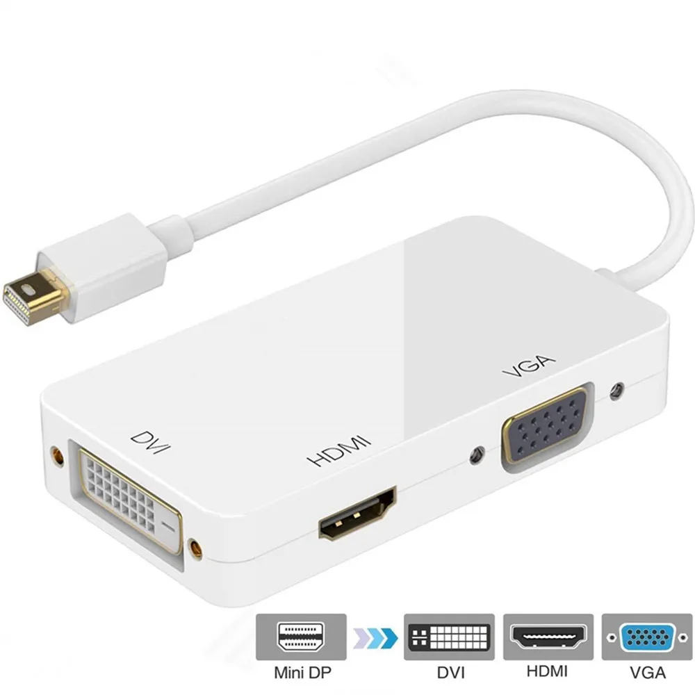 3 в 1 переходник с Mini displayport DP Thunderbolt на DVI VGA HDMI совместимый кабелем адаптера Для iMac