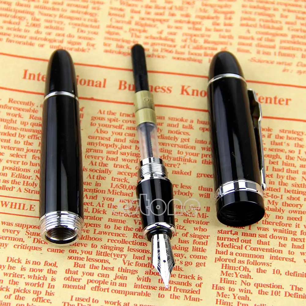 New Jinhao 159 Black And Silver M Nib Fountain Pen Thick | Канцтовары для офиса и дома