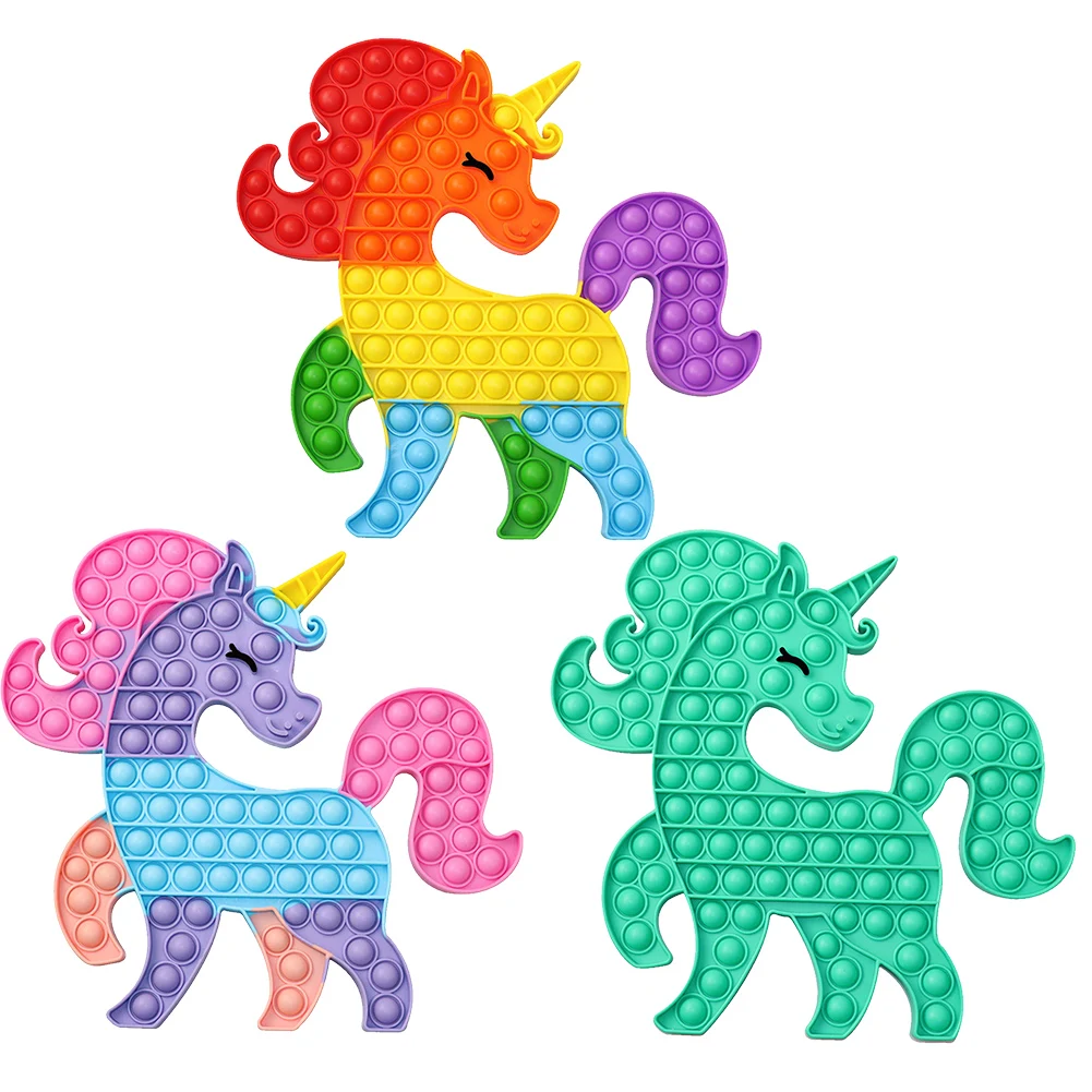 

Smile Unicorn Silicone Push Bubble Fingertip Anti-Stress Decompression Toys Anti-Stress Set Stress Reliever Squeeze Crafts