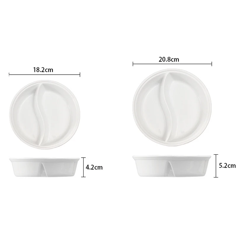 

Ceramic Big Soup Bowl Double Grid Round Fruit Salad Plate Cake Bread Dessert Dish Tray Noodles Tableware Kitchen Storage Tool