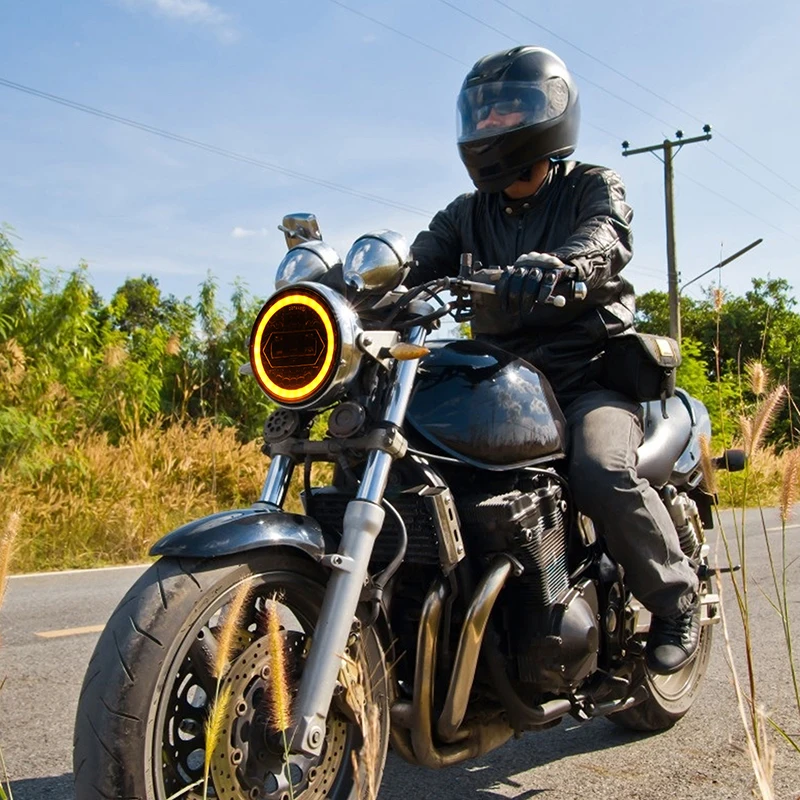 5 75 дюймов светодиодный мотоцикл Проектор фары DRL Высокая/ближнего и дальнего - Фото №1