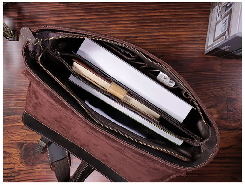 

Special Offer Luxury Natural Crazy Horse Leather Men Handbags Vintage Genuine Leather Briefcase