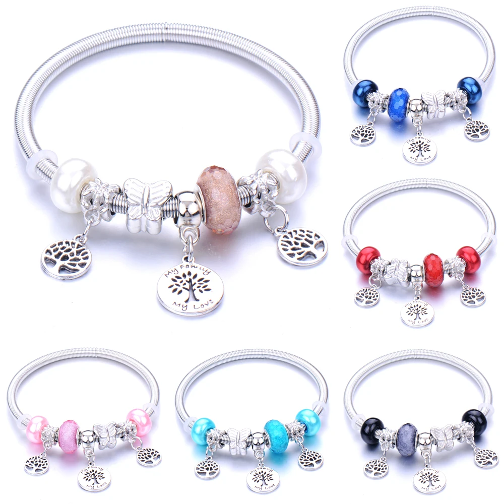 Дропшиппинг дерево эластичный браслет из бисера Мода с цветочным рисунком