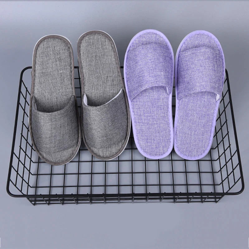 Unisex Summer Slippers Flip Flop Solid Color Hotel Travel Spa Portable Men Slippers Shoes Indoor Home Disposable Linen Slippers
