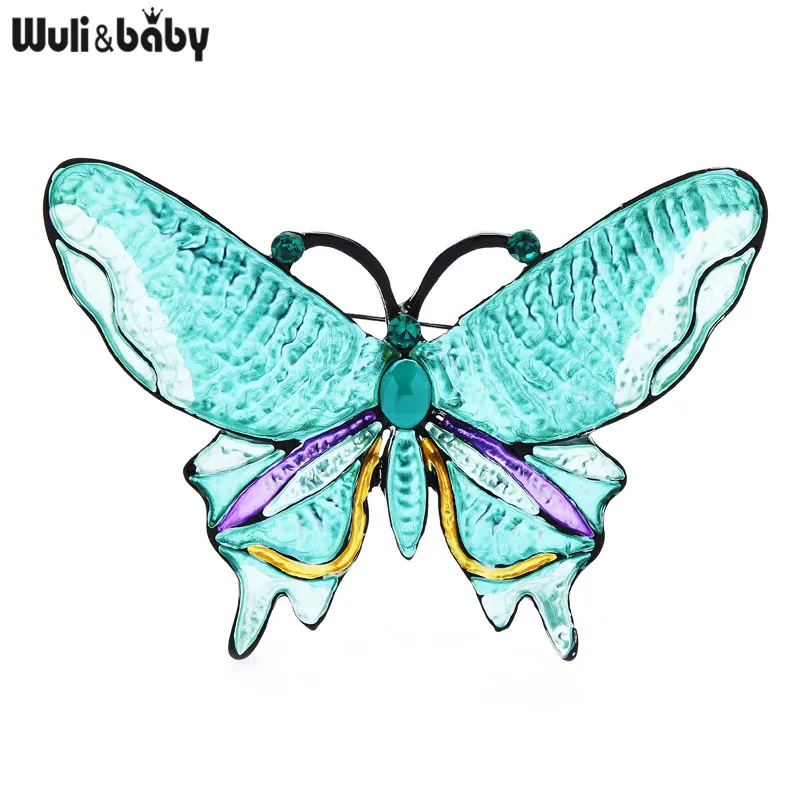 Wuli&ampbaby Big Enamel Butterfly Brooches Women 4-color Insect Weddings Casual Brooch Pins Gifts |