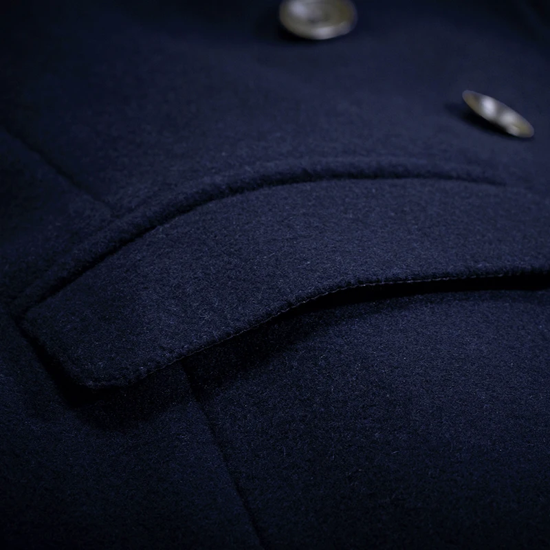 Мужской шерстяной Тренч зимнее пальто средней длины с воротником-стойкой WUJ1183 |