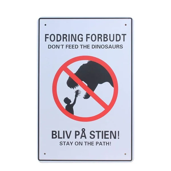 Жестяной знак не кормить динозавров настенное украшение винтажный алюминиевый