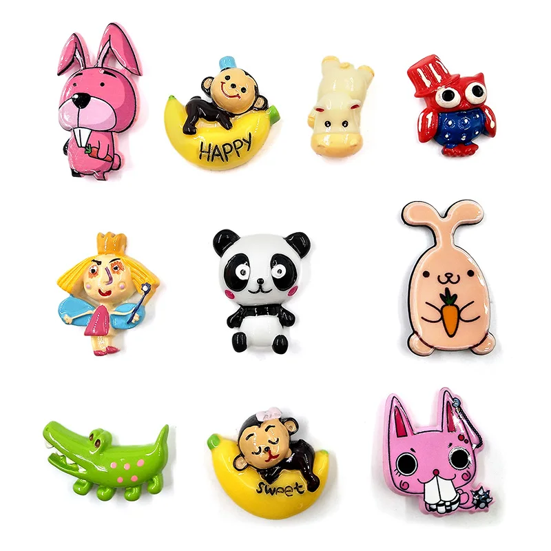 10pcs Rabbit Monkey DIY Bean смолы магниты на холодильник креативный сувенир с мультипликационным героем холодильники магнитный стикер сообщений домашний декор кухонные аксессуары - Цвет: 10pcs Rabbit Monkey