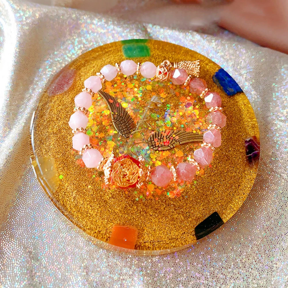 Posavasos de cristal para chakras, de color Natural Mantel Individual, campo magn&eacute;tico Anti radiaci&oacute;n, decoraci&oacute;n navide&ntilde;a para el hogar-5