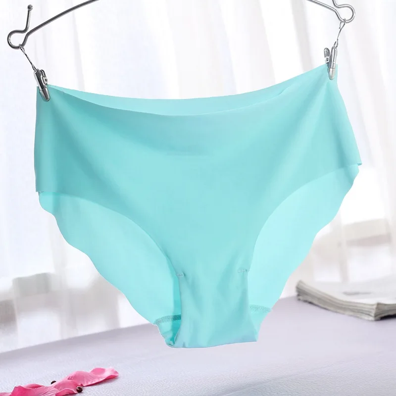 1Pc Sky blue 3 шт., женские бесшовные трусики, одноцветные, шелк льда, уютное нижнее белье, стринги, трусы, сексуальное нижнее белье, трусы - Цвет: 1Pc Sky blue