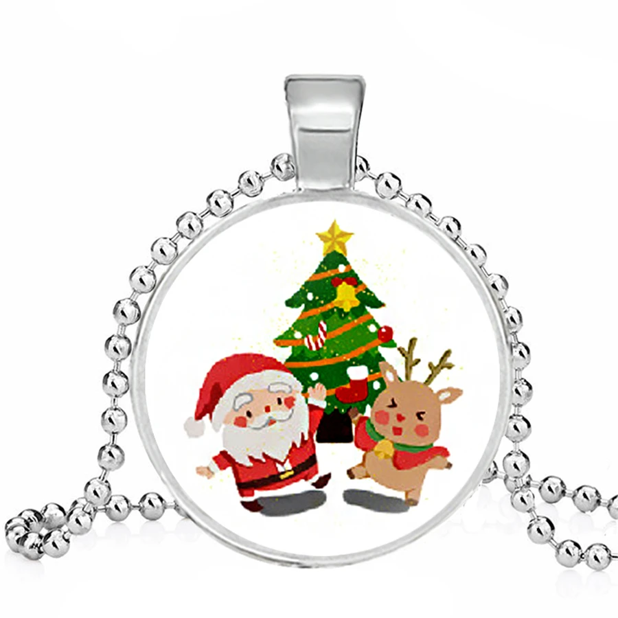 2020 модное Звездное Ожерелье Рождество лось Санта Клаус милое ожерелье дерево