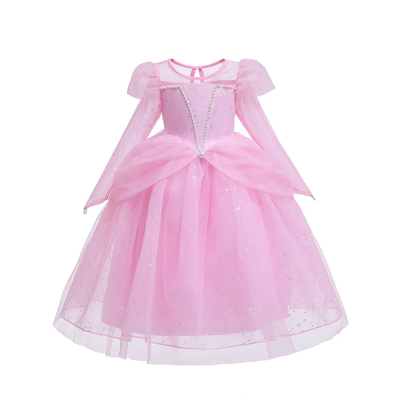 Elsa Dress B Платье Эльзы для девочек; костюмы принцессы с длинными рукавами; Осенняя свадебная одежда с цветочным узором для девочек; От 3 до 8 лет; бальное платье; нарядная одежда на Хэллоуин; цвет синий, розовый - Цвет: Elsa Dress B