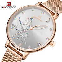 naviforce watches woman original quartz diamond relogio feminino luxury butterfly fashion wristwatchesbracelet montre exquisite