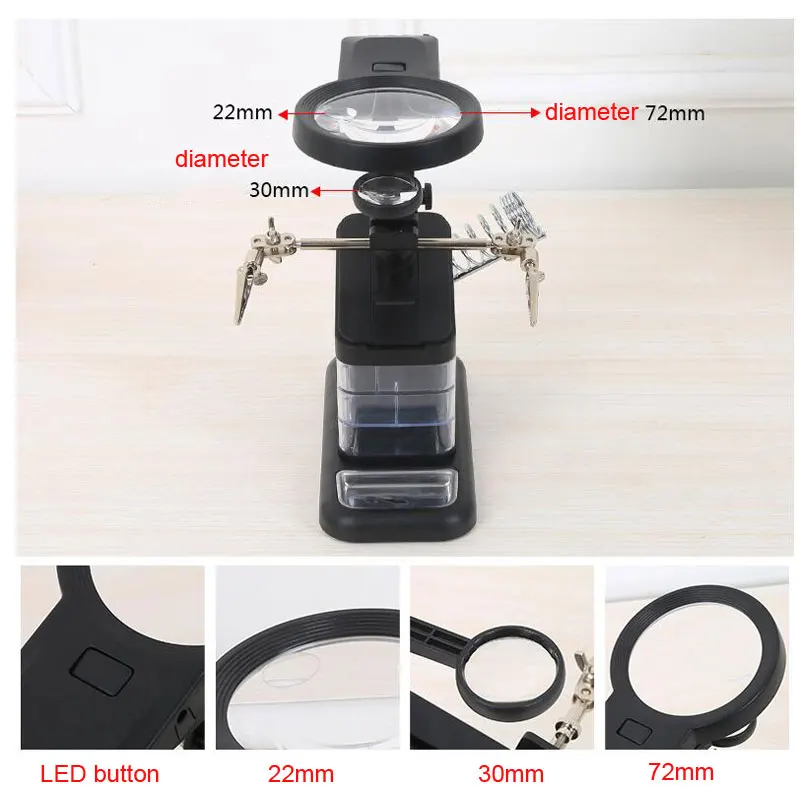 Увеличительное стекло для сварки со светодиодный светильник кой | Инструменты