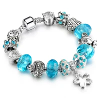 attractto silver clockcrown bracelets for women crystal flower bracelet charm jewelry pulseras mujer bracelet female sbr190428