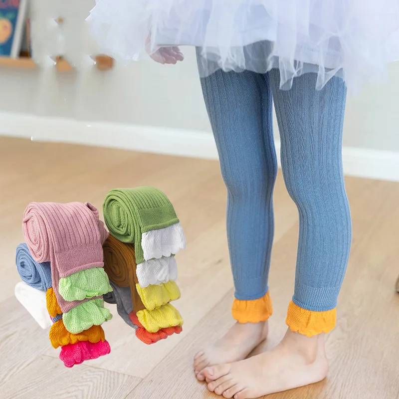 

1 To 12 Yrs Spring Autumn Winter Leggings for Girls Striped Children's Pants for Girls Cotton Knitted Colored Trousers