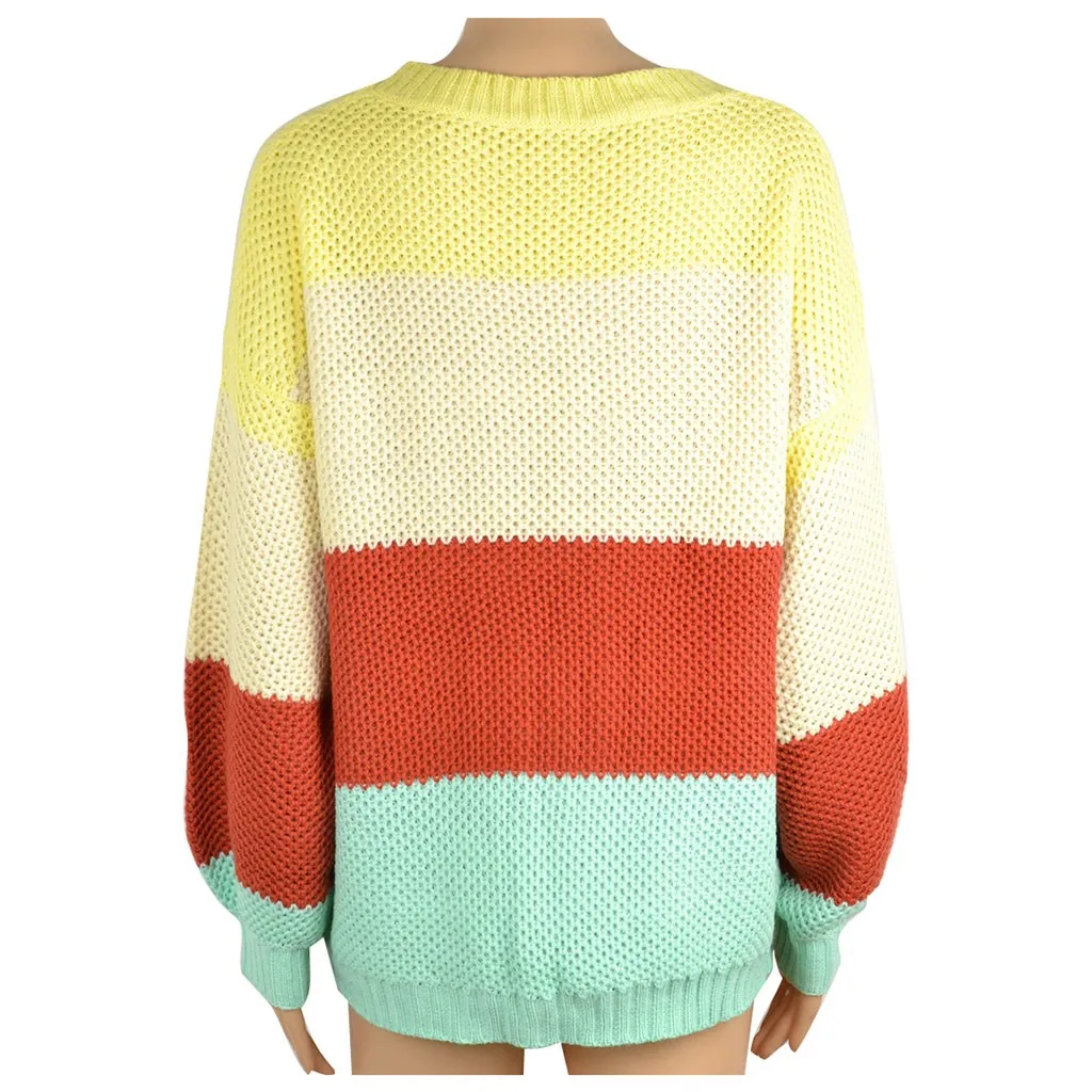 

Fashion Slim Femme Elasticity Pullovers Women Sexy Vest O-Neck Stripe Blouse Sweater Camisole Knitwear Patchwork Top#15