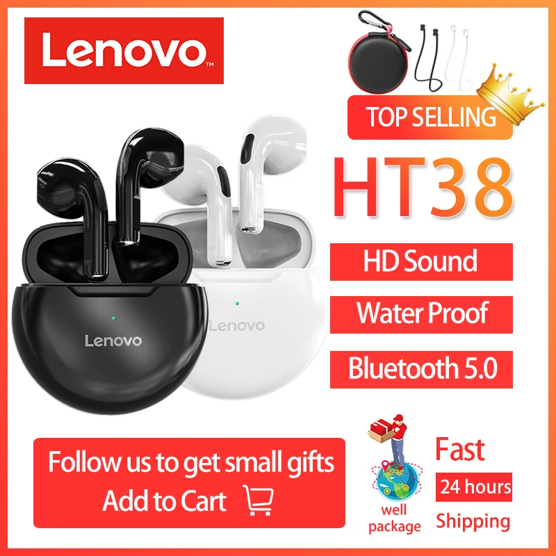 Fones de Ouvido Bluetooth sem Fio Fones de Ouvido com Microfone Headset para Smartphone Lenovo Fones Esporte In-ear com Microfone Gaming Novo Ht38 Tws