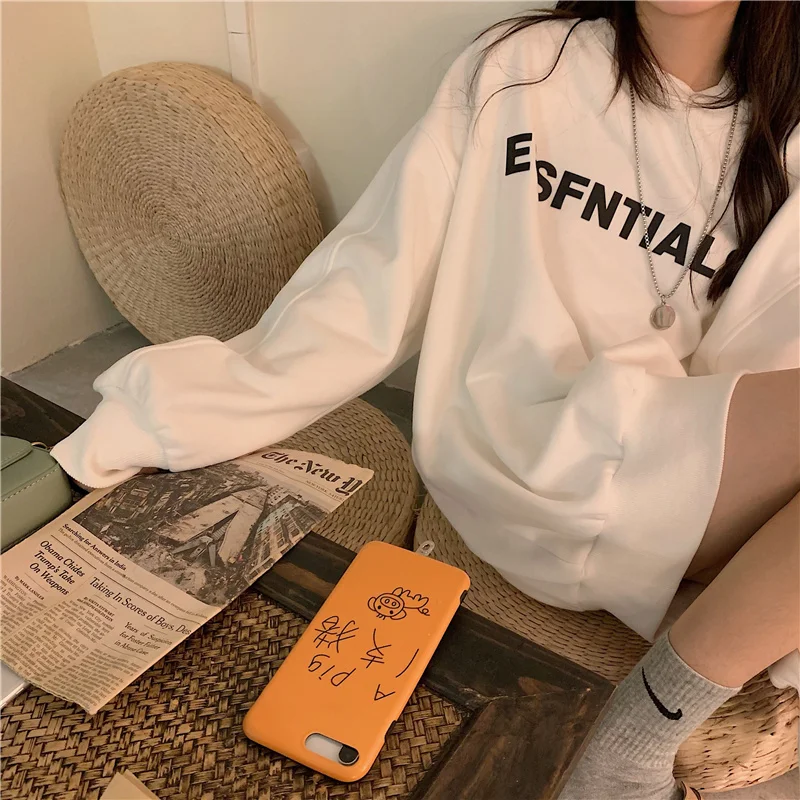 

Retention Plush Thickened Printed Sweater Lazy Bf Loose Round Neck Coat