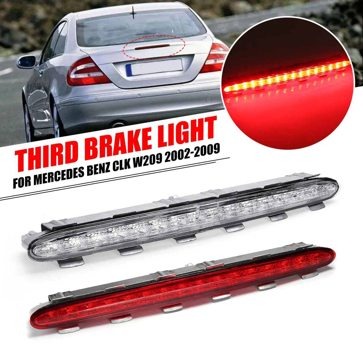 Прозрачный/Красный Автомобильный светодиодный задний фонарь третий стоп сигнал