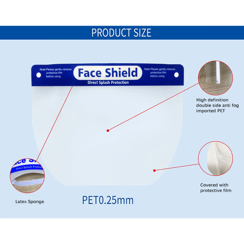 Adjustable New Protection shield Splash Transparent Plastic Safety Faces Shields Spare Visors For Head Mask Eye | Спорт и