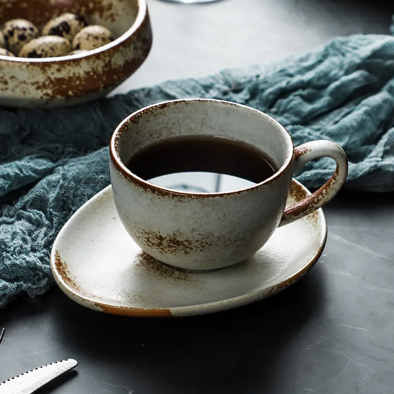 Набор керамической посуды фарфоровая чашка для завтрака кофе молока и блюдце
