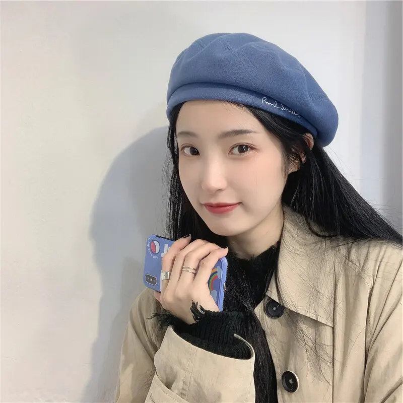 Тонкий ретро-берет для девушек на весну и лето Корейская версия однотонной милой