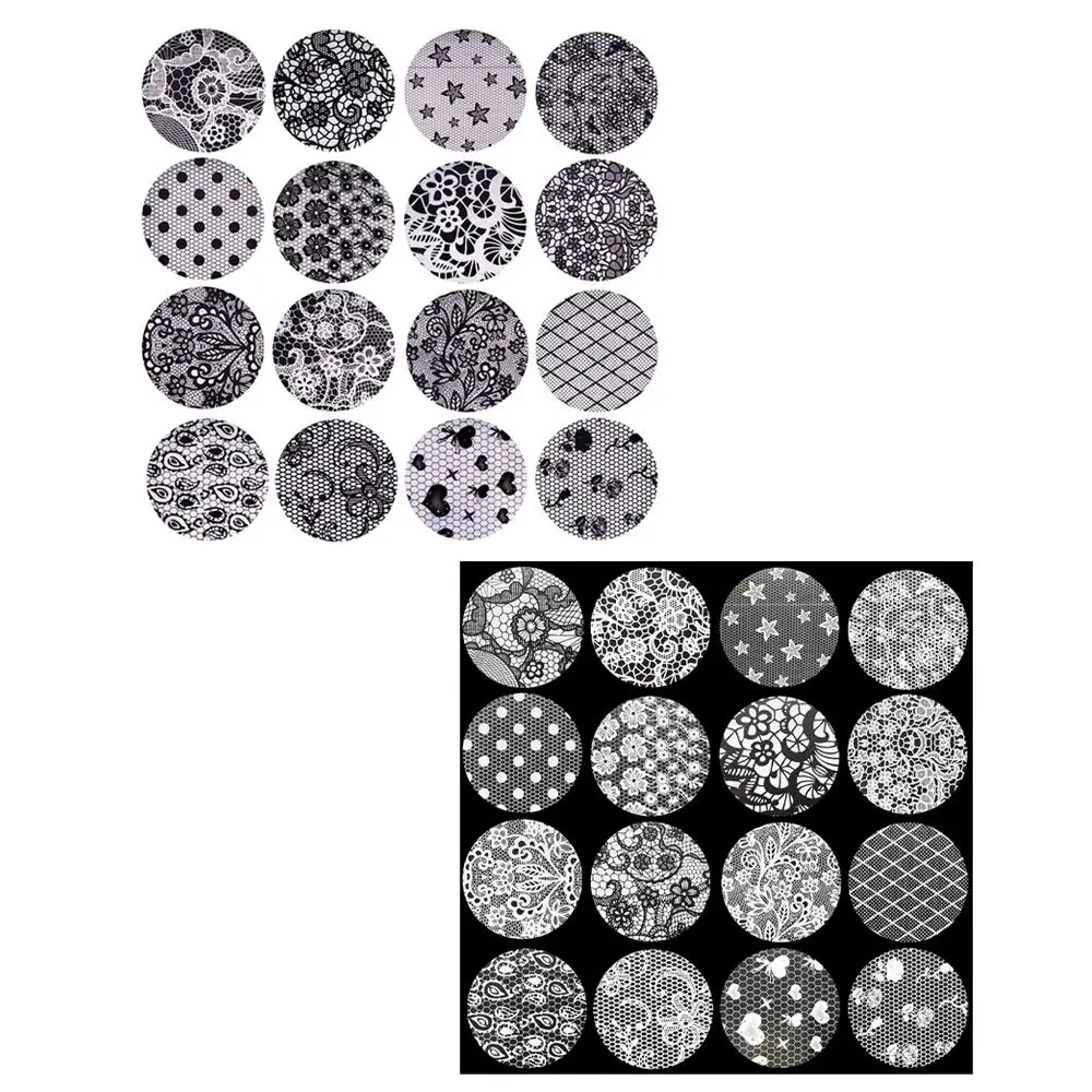 

32PCS Nail Art Tips Starry Sky Beauty DIY Black White Lace Nail Foil Set Nail Art Sticker Transfer Paper
