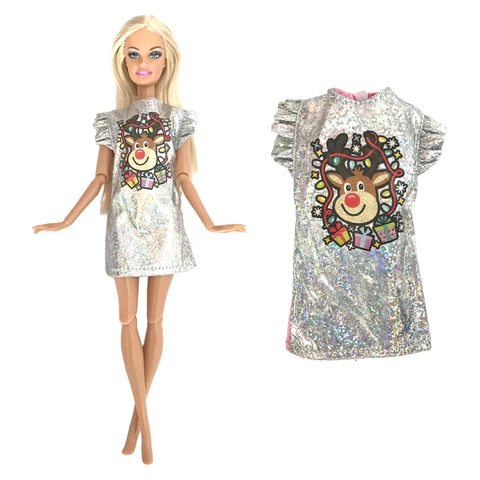 NK 1 комплект модная юбка с узором для куклы 1/6, наряд ручной работы, милая Серебряная Одежда для куклы Барби, аксессуары, юбка, игрушки