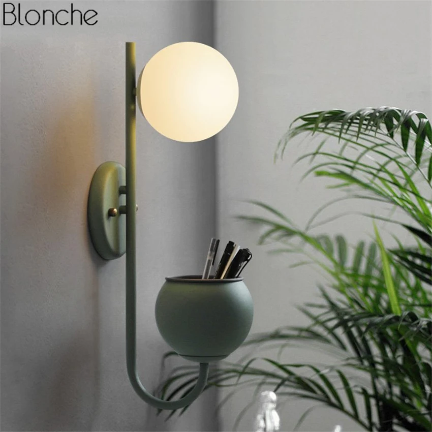 Скандинавские растения Macarons настенный светильник с цветами горшок стеклянный