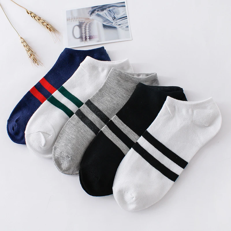 

1pairs Men Four Season Breathable Ankle Socks Casual Striped Slippers Socks Funny Socks Men Cotton Invisible Men's Boat Socks