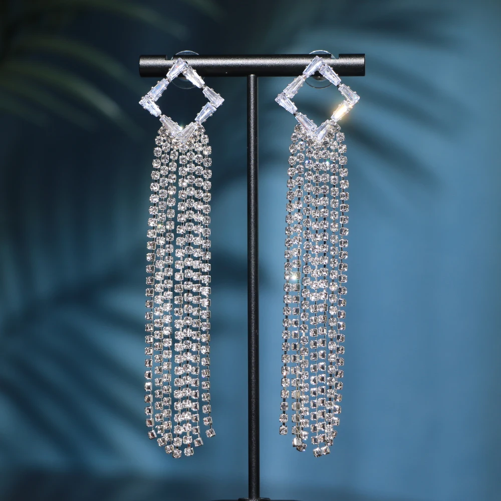 

Earrings Dangle Tassel Long Hanging Chain Earring For Women Earings With Zircon Stones Luxury Pendant Accessories Christmas Gift