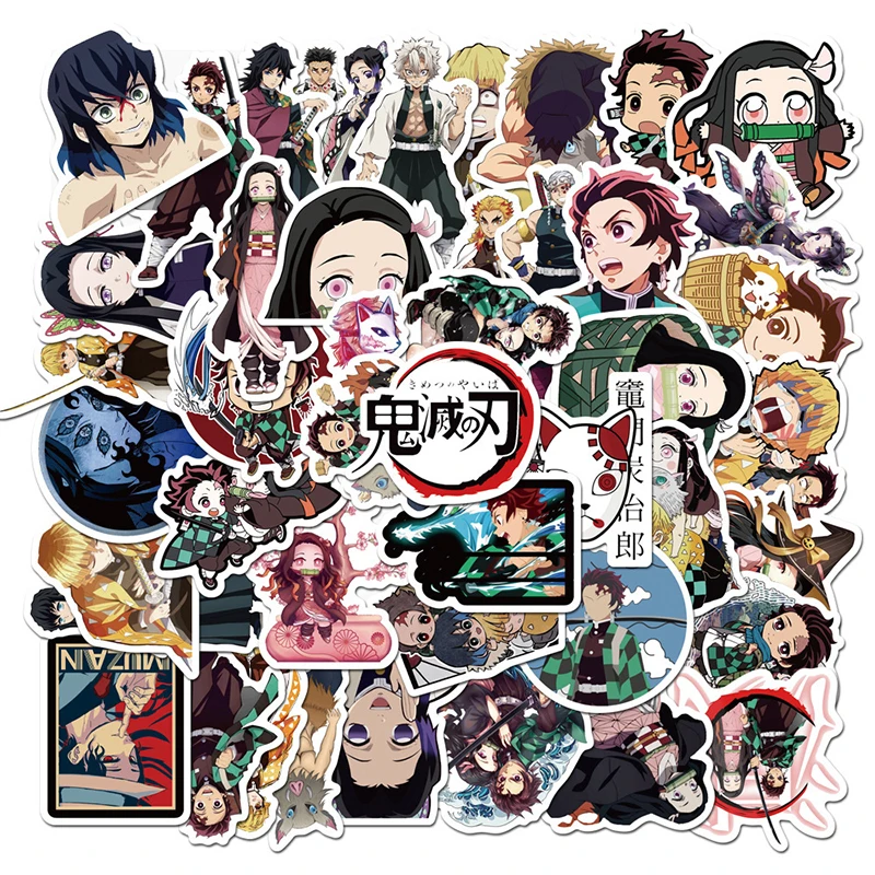 

1set Anime Demon Slayer: Kimetsu no Yaiba Graffiti Sticker Scrapbook Decor PVC Stationery Stickers School Office Supply