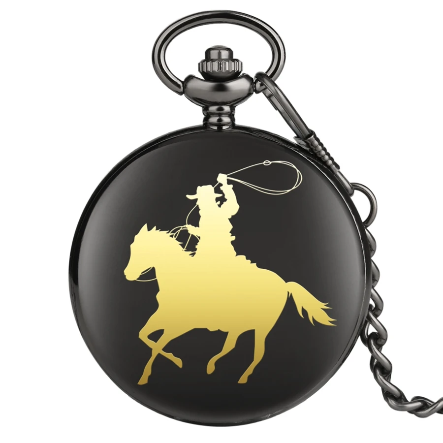 

Antique Cowboy Horse Riding Quartz Pocket Watch Classic Chain Pocket Jewelry FOB Watch for men women Wholesale