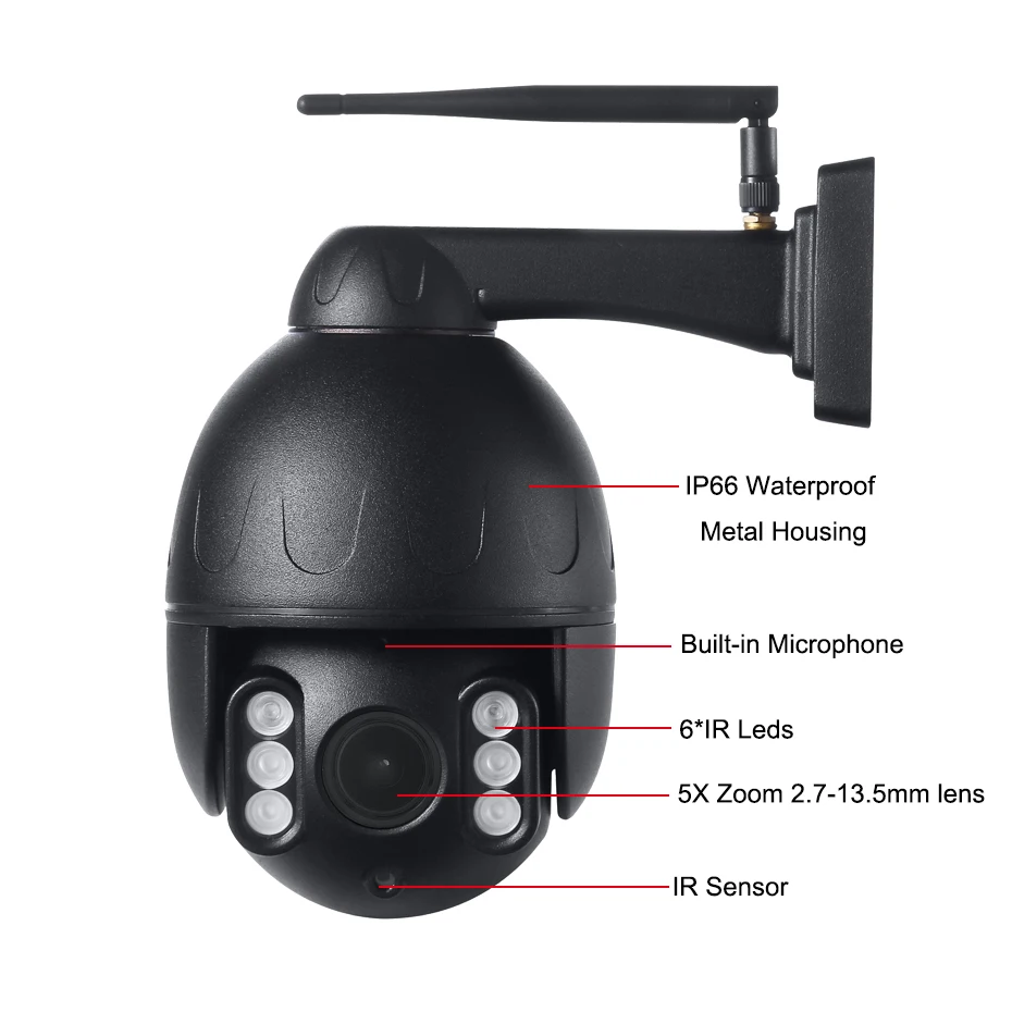 Wi-Fi IP камера беспроводная IP купольная PTZ наружная водонепроницаемая IP66 CCTV Авто Круиз двухсторонняя аудио sd-карта движение Camhi приложение Onvif