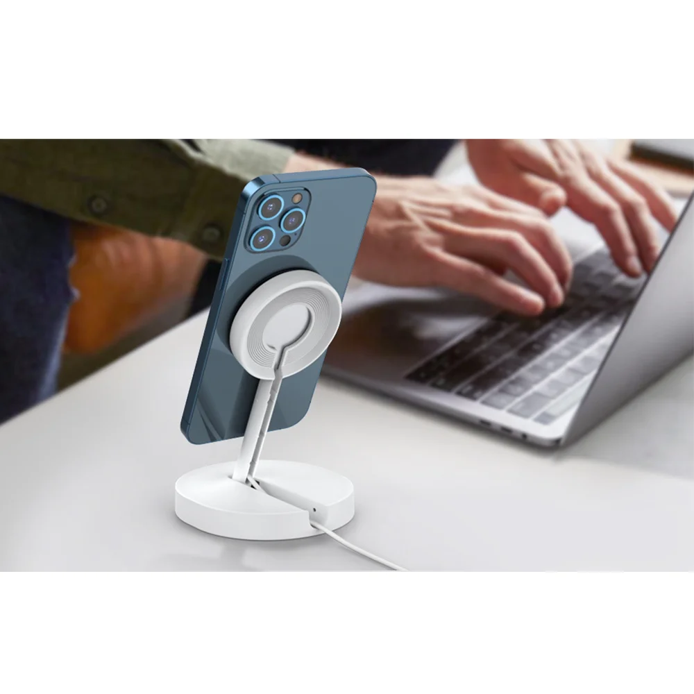 For Magsafe Magnetic Wireless Charger Stand Desktop For IPhone 14 Plus 13 12 Pro Max Foldable Phone Holder Charging Dock Base