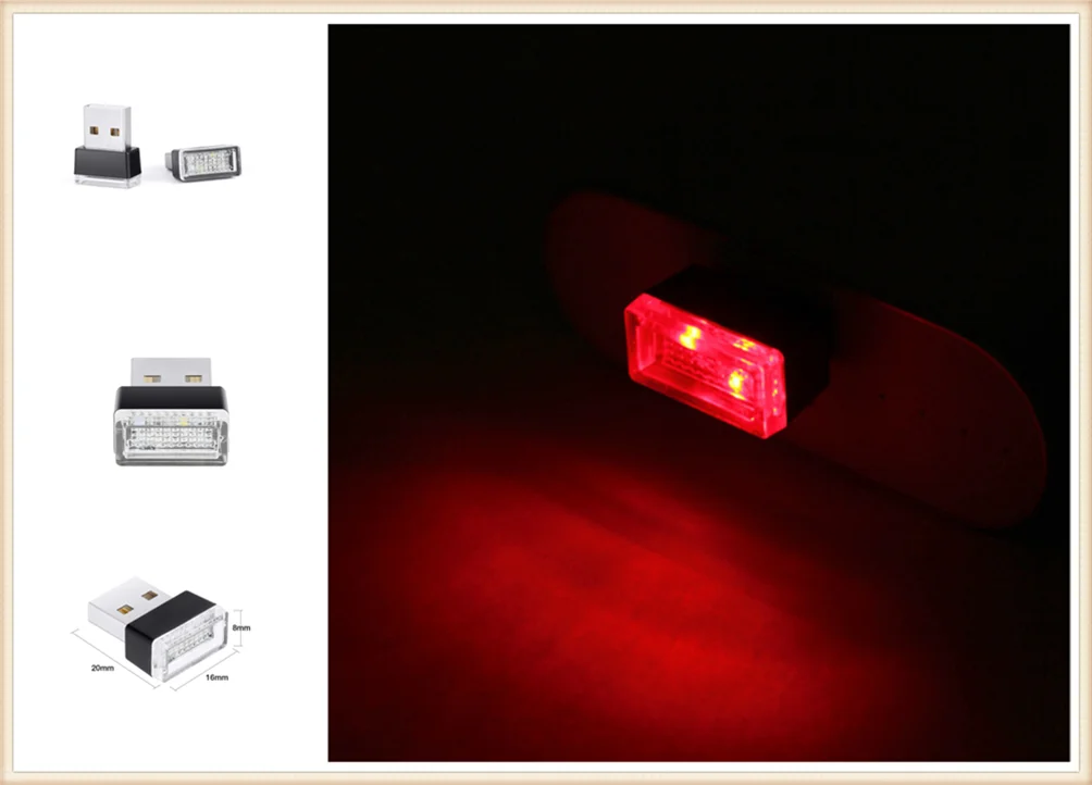 1 шт. Автомобильный декоративный USB автомобильный окружающий светильник неоновый
