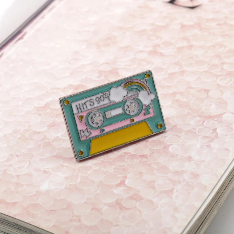 Vintage Music Tape Enamel Metal Badges Lapel Pins Brooches For Women/Men Kids Children Friends Jewelry Gift